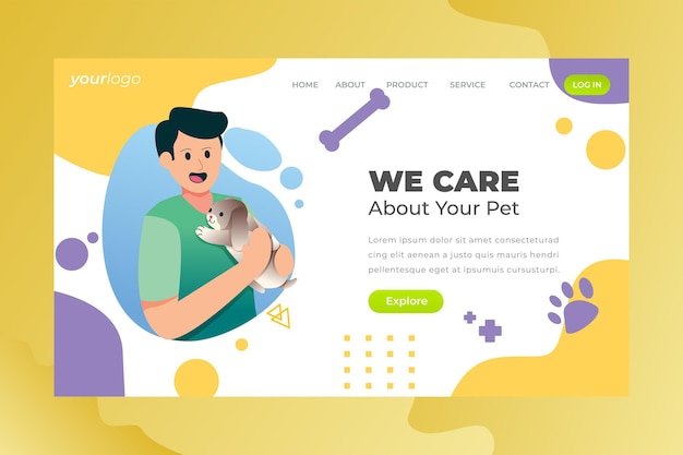 Pets Care - Vector Landing Page