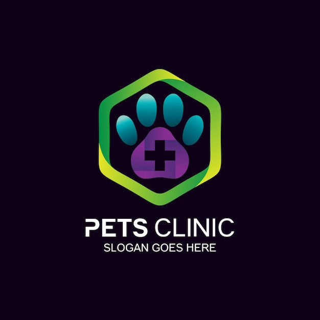 Pets clinic logo design in vector