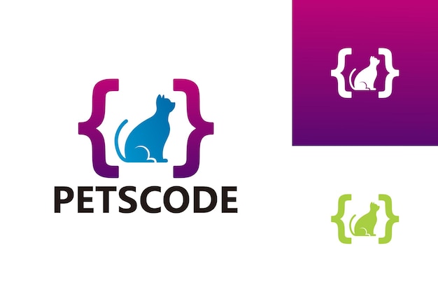 Вектор дизайна шаблона логотипа кода домашних животных, эмблема, концепция дизайна, творческий символ, значок