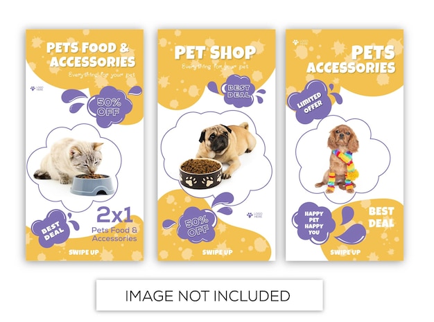 Pets food accessories shop story template