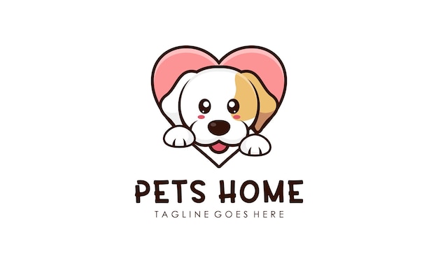 Animali domestici casa vector logo design illustrazione