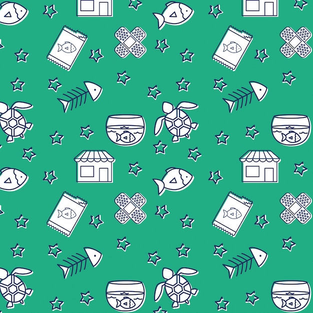 Pets shop set icons pattern