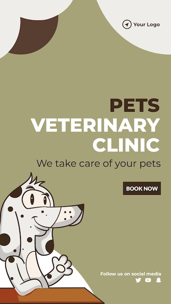 Pets veterinary clinic portrait template design