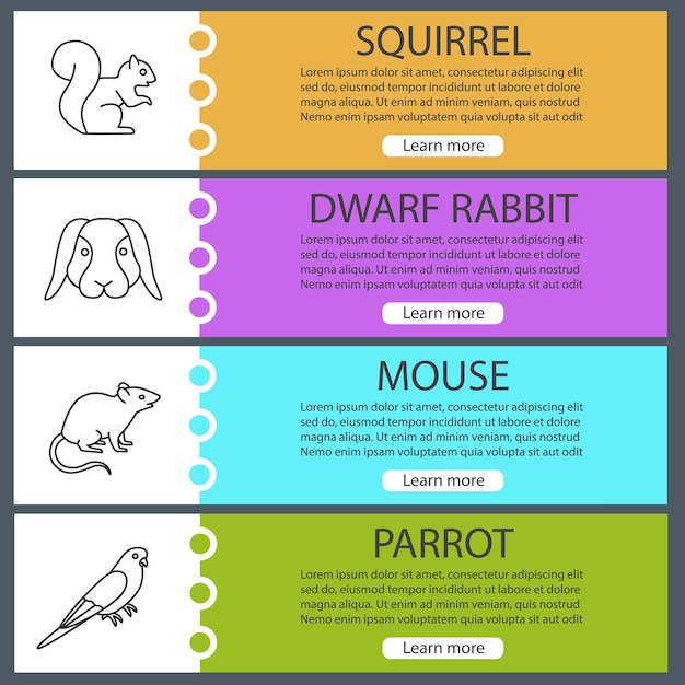 Vector pets web banner templates set