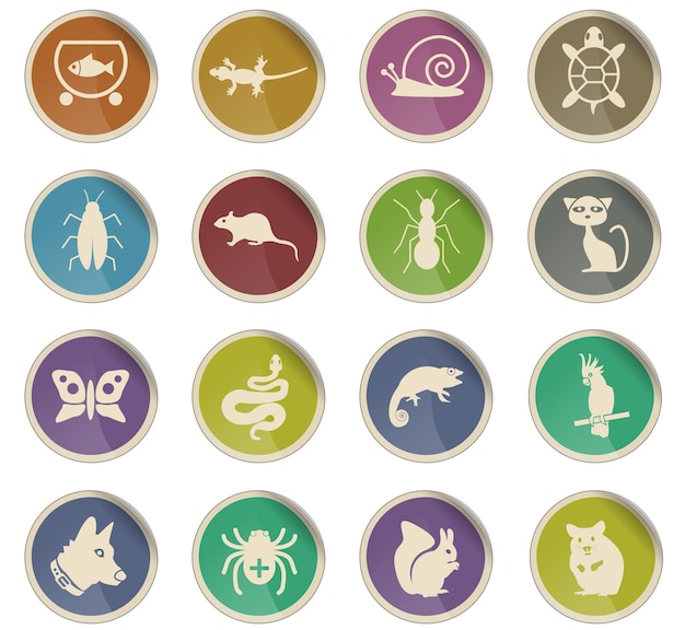 Pets web icons for user in the form of round paper labels