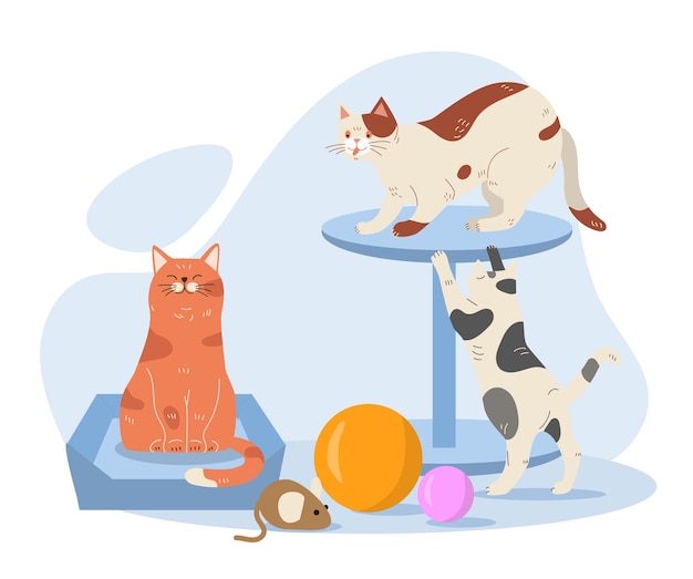 Vector pets with toys