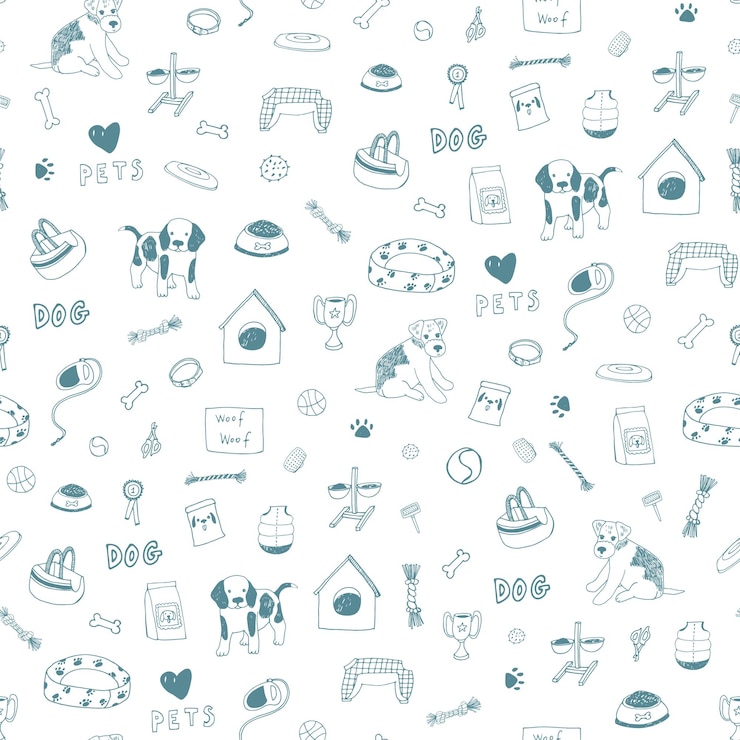 Vector petshop objects animals vector seamless pattern
