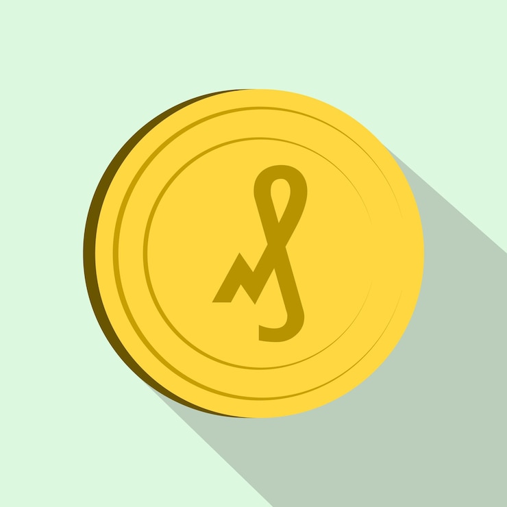 Vector pfennig icon in flat style on light blue background