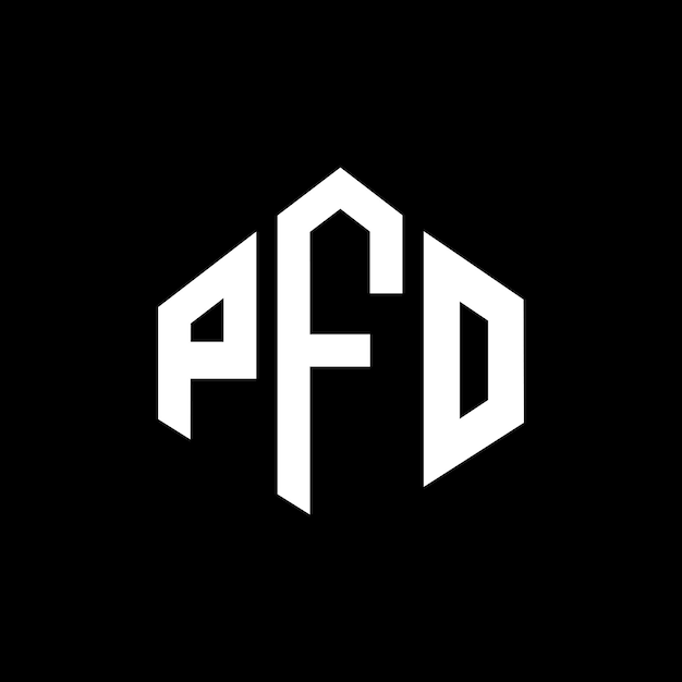 ベクトル pfoのロゴデザインはポリゴン (多角形) とキューブ (立方形) の形でpfo (六角形) ベクトル (ベクトル) ロゴのテンプレート (黒と白) pfoのモノグラム (ビジネス) と不動産 (不動産) のロゴです