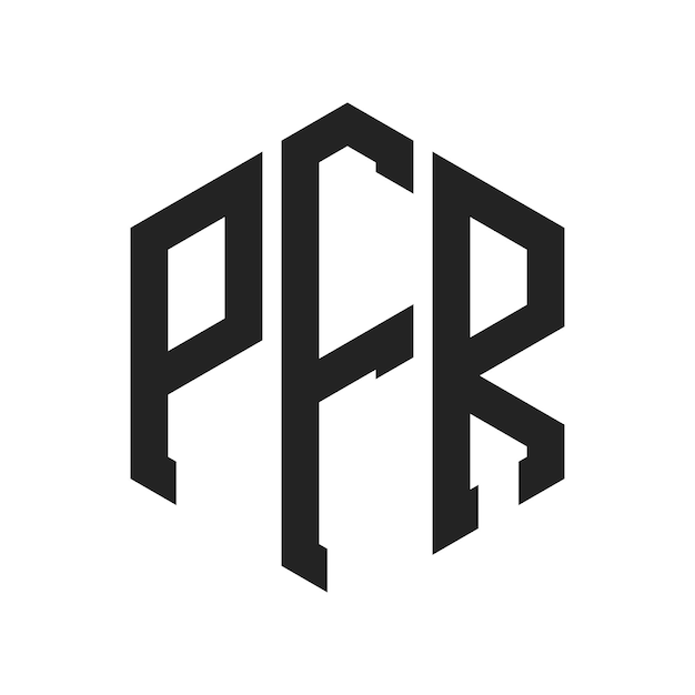 PFR ロゴ デザイン イニシャルレター PFR モノグラム ロゴ ヘクサゴン形