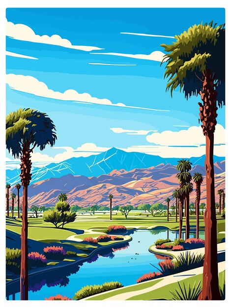 Vector pga west golf california club deco vintage travel poster souvenir postcard portrait painting wpa