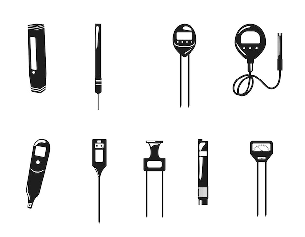 Ph Meter Set set isolated vector Silhouette