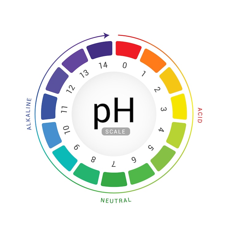 Vector ph scale indicator chart diagram acidic alkaline measure. ph analysis vector chemical scale value test.