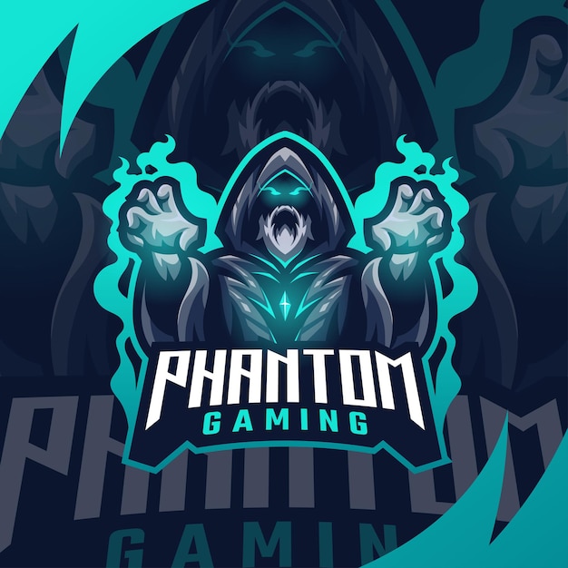 Phantom mascotte gaming-logo premium vector