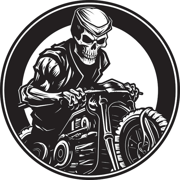 Вектор Фантомные скелеты настраивают современный мотоцикл кости и поршни скелеты рев