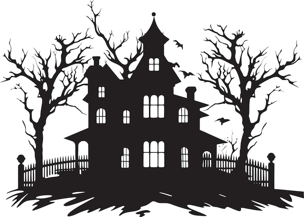 Vector phantomdwelling spooky symbol spectermanor haunted house emblem