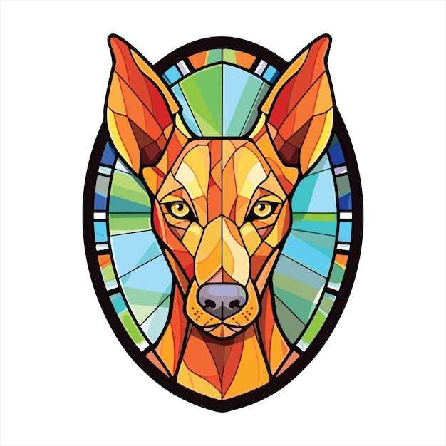 Vector pharaoh hound dog colorful watercolor stained glass cartoon kawaii clipart animal pet illustration