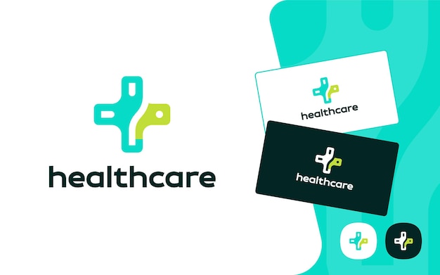 Pharmaceutical Branding with Green Cross Abstract Logo Design for Eco-Friendly Medical Clinic