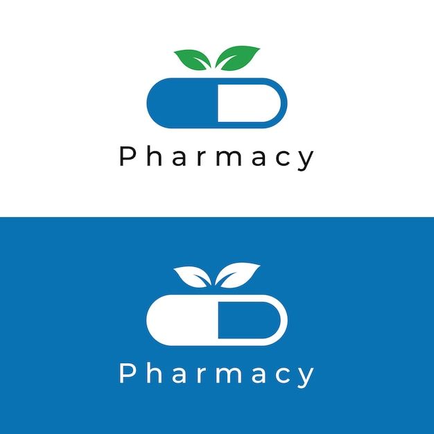 Modello di logo della medicina farmaceutica della capsulalogo per la salute della farmaciafarmaciamedicopiù simbolo