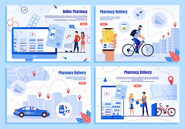 Вектор Фармацевтические товары доставка веб-баннеры