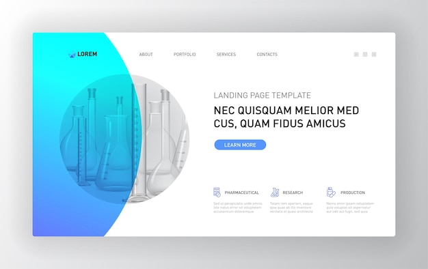 Vector pharmaceutical landing page template