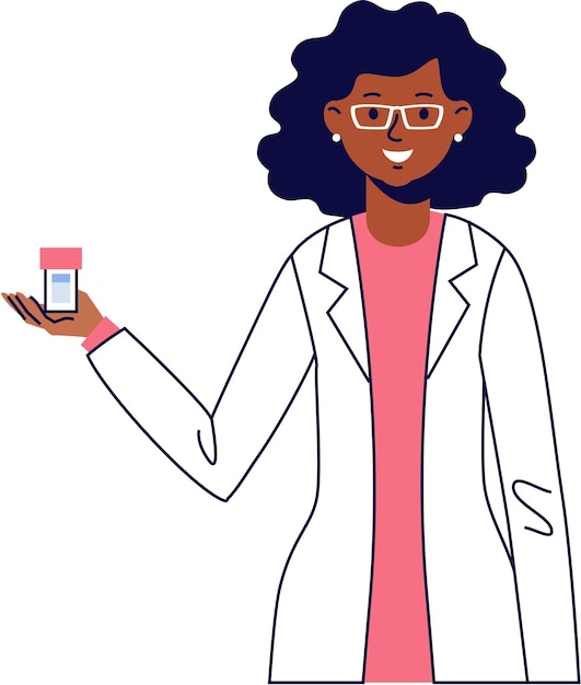 Pharmacist Black African American Woman Shows Medicine