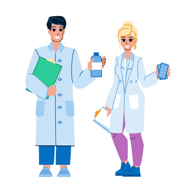 Pharmacist man woman vector