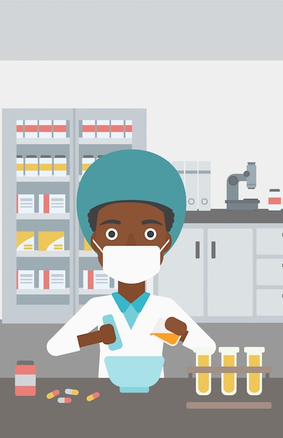 Pharmacist preparing medication.