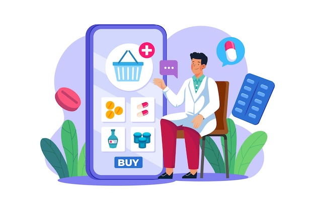 Pharmacy App Illustration concept on white background