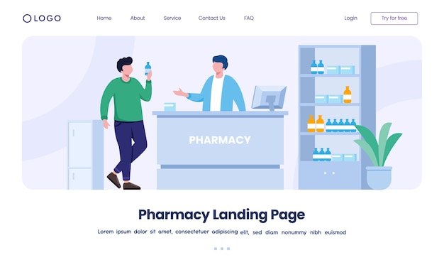 Pharmacy drug store landing page website