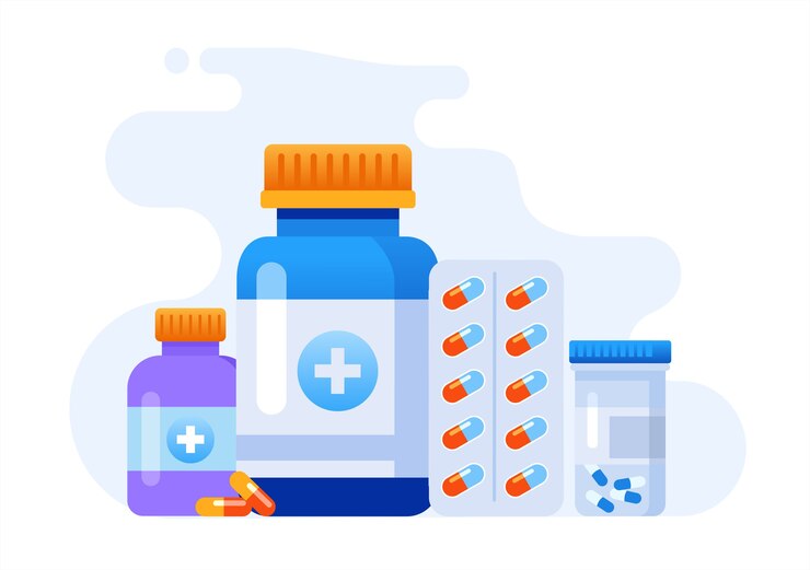 Vector 薬局の薬瓶と丸薬のイラスト