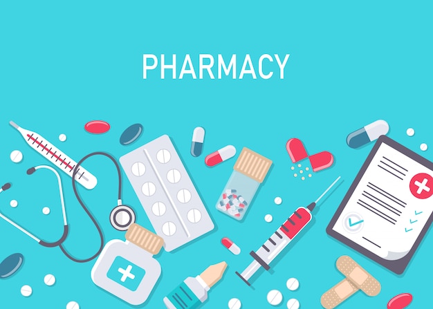 Vector pharmacy  flat illustration.