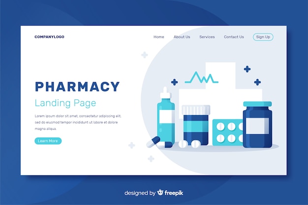 pharmacy flat and simple landing page