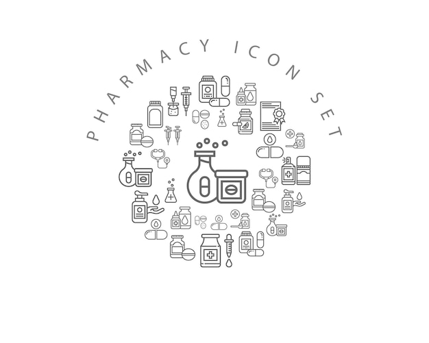 Pharmacy icon set design