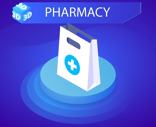 Pharmacy isometric design icon Vector web illustration 3d colorful concept