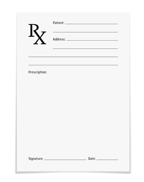 Vettore modulo rx per farmacia o mockup di prescrizione medica