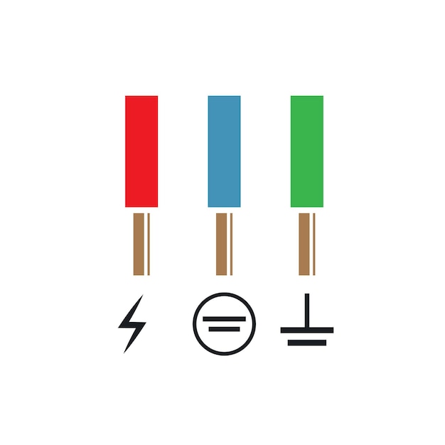 Phaseneutral and ground cable vector icon element design