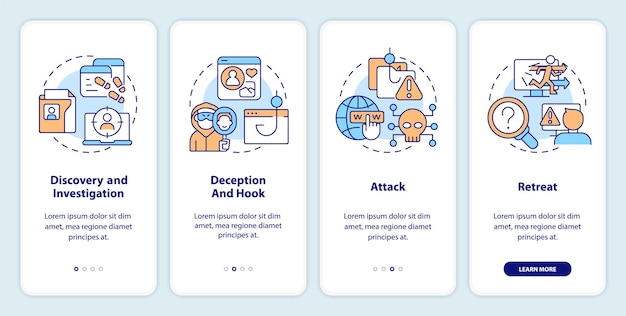 Phases of social engineering attacks onboarding mobile app screen