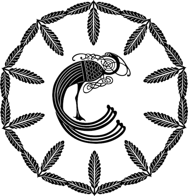 Vettore logo design fagiano con cornice floreale sagoma fatta a mano vettore 16