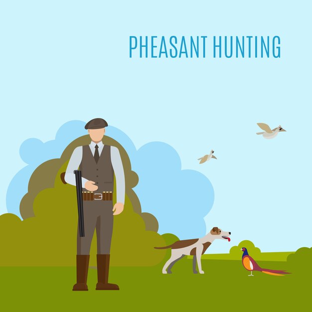 Pheasant hunting illustration