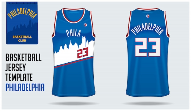 Realistic sport shirt Philadelphia 76ers, jersey template for