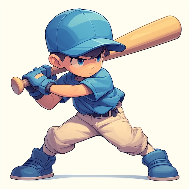A Philadelphia boy swings a baseball bat in cartoon style