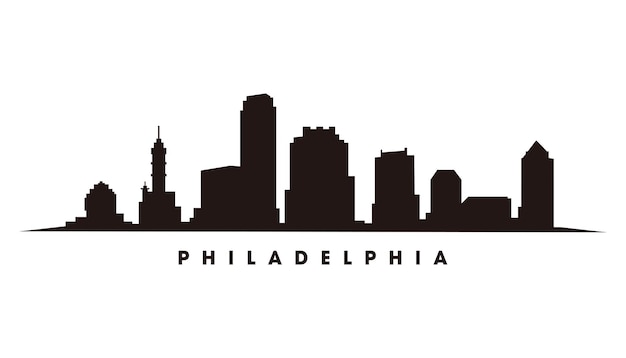 Vector philadelphia skyline and landmarks silhouette vector