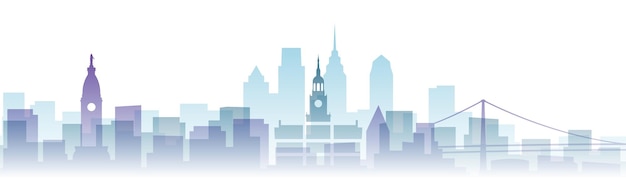 Philadelphia Transparent Layers Gradient Landmarks Skyline