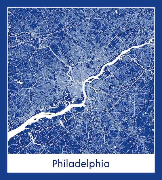 Philadelphia United States North America City map blue print vector illustration