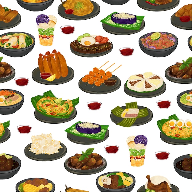 Philippines Cuisine Illustration Pattern