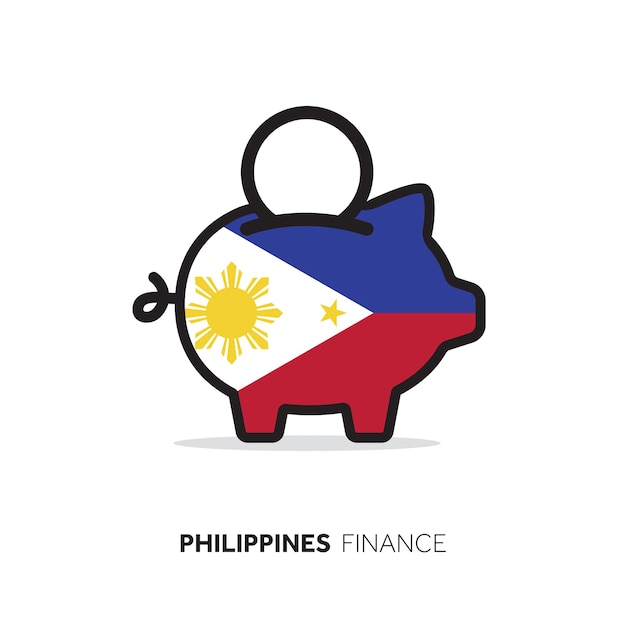 Philippines economic concept Piggy bank with national flag