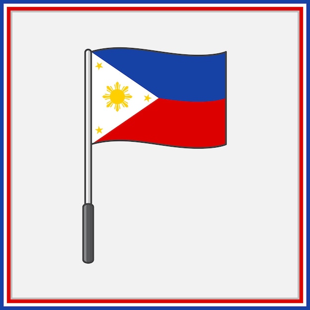 Флаг Филиппин Мультфильм Векторные Иллюстрации Флаг Филиппин Плоская Икона Контур