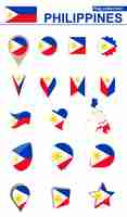 Vector philippines flag collection big set for design