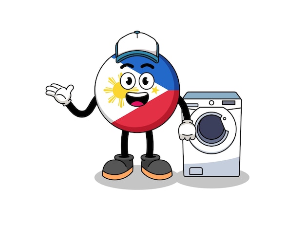 Philippines flag illustration as a laundry man